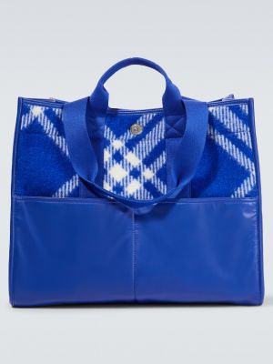 Клетчатая шерстяная сумка Burberry синяя