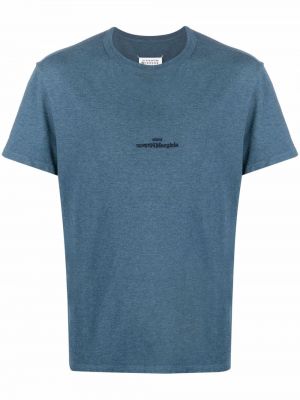 Camiseta con bordado de algodón Maison Margiela azul