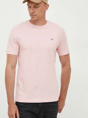 Памучна тениска с дълъг ръкав Gant розово