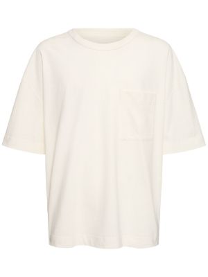 Camiseta de lino de algodón Lemaire blanco