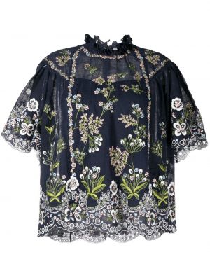 Floral kort bluse Biyan blå