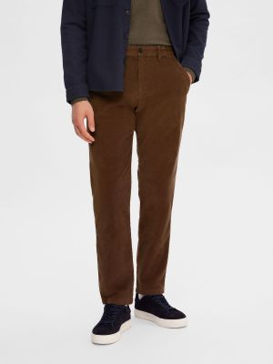 Chinos nohavice Selected Homme hnedá