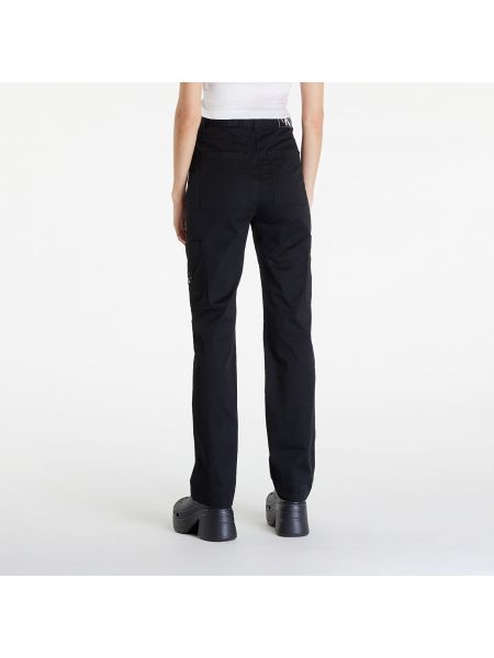 Pletené straight fit džíny s vysokým pasem Calvin Klein černé
