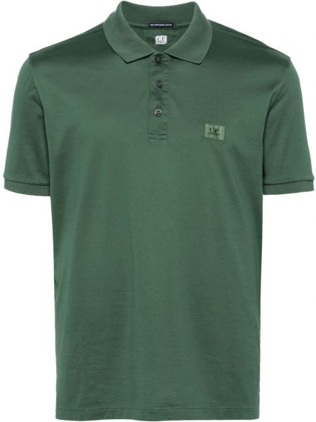 Памучна поло тениска с принт C.p. Company зелено