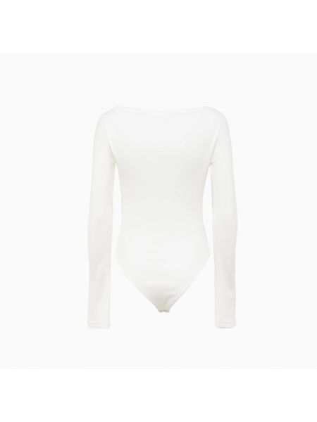 Body con bordado de algodón de tela jersey Courrèges blanco
