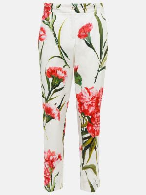Pamučne hlače ravnih nogavica s cvjetnim printom Dolce&gabbana