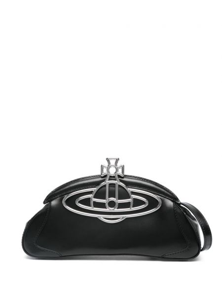 Kožna clutch torbica s jantarom Vivienne Westwood crna