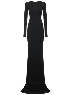 Βαμβακερή μάξι φόρεμα από ζέρσεϋ Ann Demeulemeester μαύρο