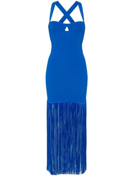 Μάξι φόρεμα με κρόσσια Galvan London μπλε