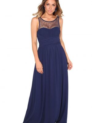 Шифоновое длинное платье с сеткой Krisp синее