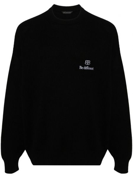 Кашмирен пуловер бродиран Balenciaga черно