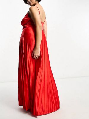 Плиссированное платье на запах с глубоким декольте Asos красное