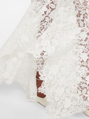 Sukienka długa w kwiatki koronkowa Costarellos biała