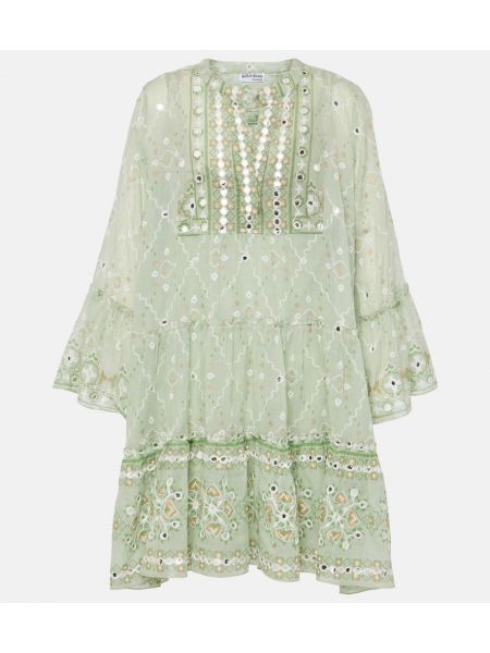 Βαμβακερή φόρεμα με κέντημα Juliet Dunn πράσινο