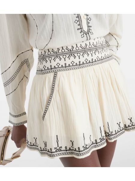 Mini spódniczka bawełniana Marant Etoile beżowa