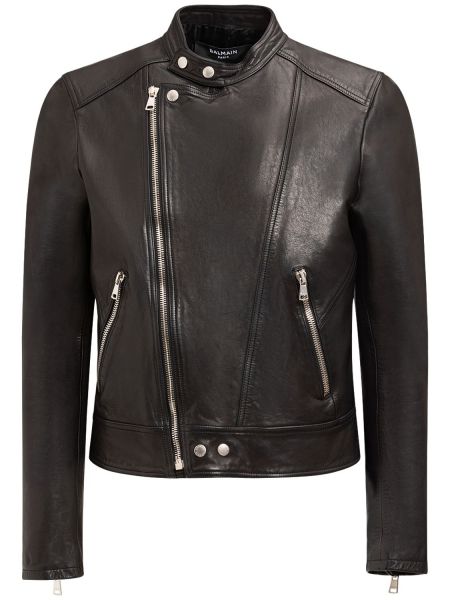 Chaqueta de moto con cremallera Balmain negro