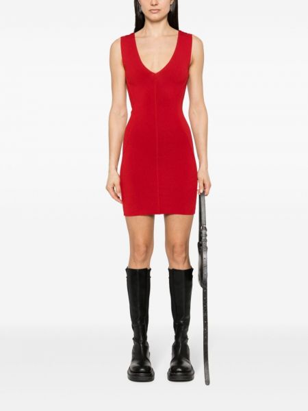 Sukienka mini z dekoltem w serek Rick Owens Drkshdw czerwona