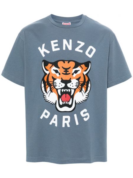 Tiger-stribet t-shirt Kenzo blå