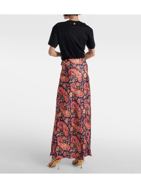 Saténové dlouhá sukně s paisley potiskem Rabanne
