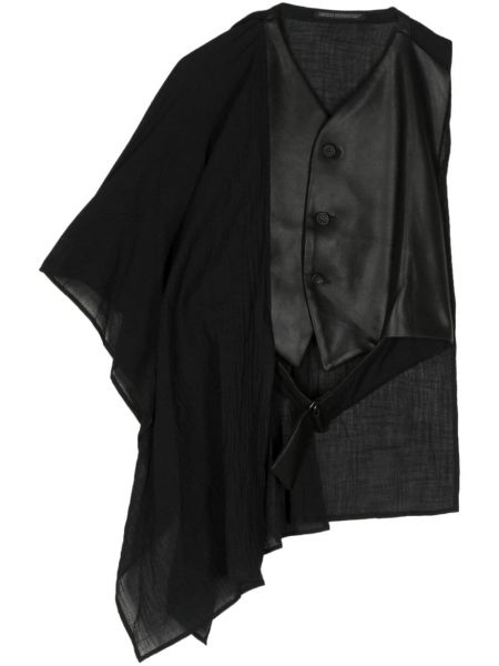 Асиметричен памучен елек Yohji Yamamoto черно