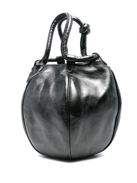Kožená shopper kabelka s oděrkami Hereu černá