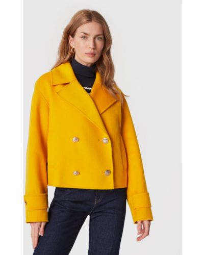 Gyapjú téli kabát Tommy Hilfiger sárga