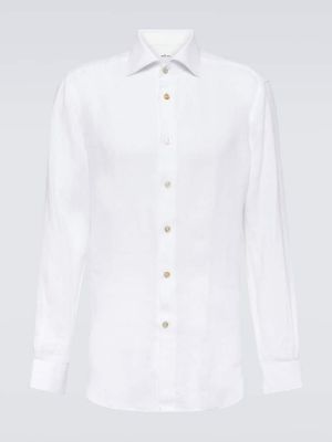 Lněná košile Kiton bílá