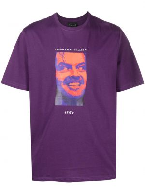 Kokvilnas t-krekls ar apdruku Throwback. violets