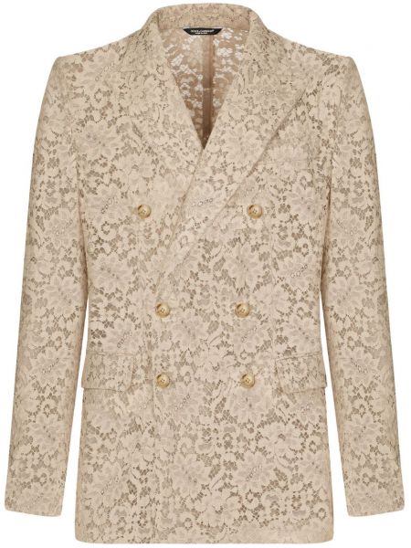 Blazer lung din dantelă Dolce & Gabbana bej