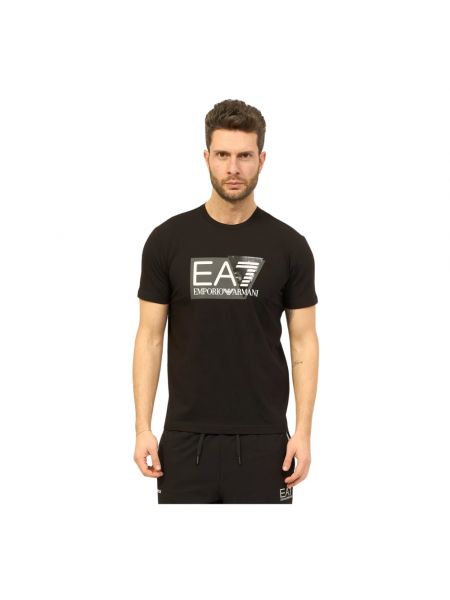 T-shirt aus baumwoll mit rundem ausschnitt Emporio Armani Ea7 schwarz
