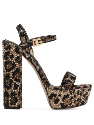 Leopardí sandály na platformě s potiskem Dolce & Gabbana