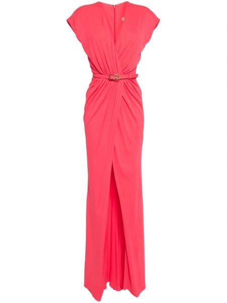 Midi haljina s draperijom Elie Saab ružičasta