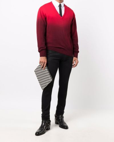 Jersey con escote v de tela jersey Yves Saint Laurent Pre-owned rojo