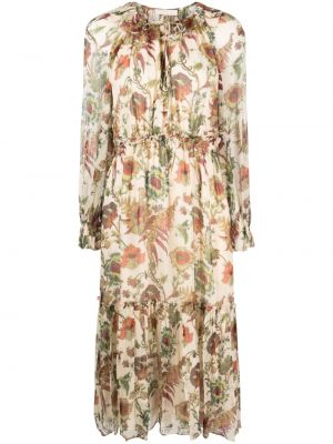 Φλοράλ μίντι φόρεμα με σχέδιο Ulla Johnson μπεζ