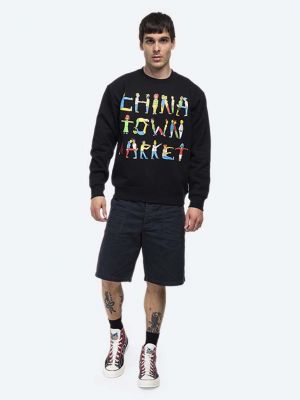 Bluza dresowa bawełniana z nadrukiem Market czarna