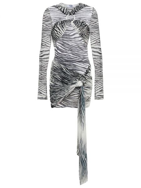 Tylové šaty s potlačou so vzorom zebry The Attico