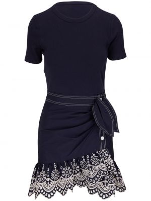 Bavlněné mini šaty s krátkými rukávy Veronica Beard - černá
