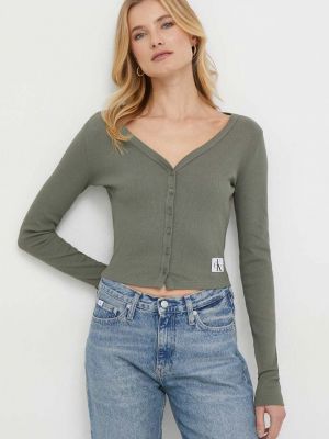 Блуза с дълъг ръкав Calvin Klein Jeans зелено