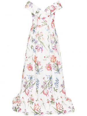 Večernja haljina s cvjetnim printom Marchesa Notte bijela