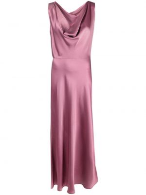 Jedwabna satynowa sukienka wieczorowa drapowana Antonelli różowa
