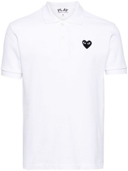 Памучна поло тениска със сърца Comme Des Garçons Play бяло