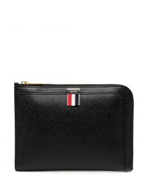 Zip lær clutch Thom Browne svart