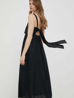 Pamučna midi haljina Sisley crna