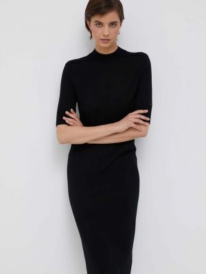 Gyapjú mini ruha Calvin Klein fekete