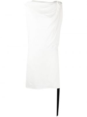 Bombažna mini obleka z draperijo Rick Owens Drkshdw bela