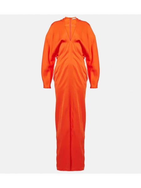 Satenska dolga obleka Ferragamo oranžna