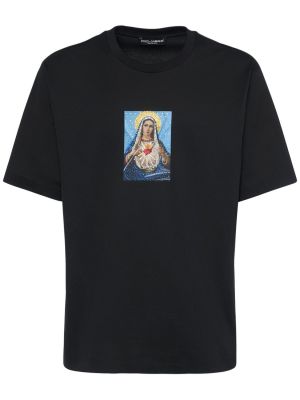 Kristály jersey pamut póló Dolce & Gabbana fekete