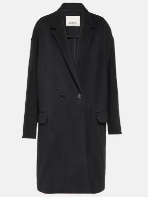 Vlněný krátký kabát Isabel Marant černý