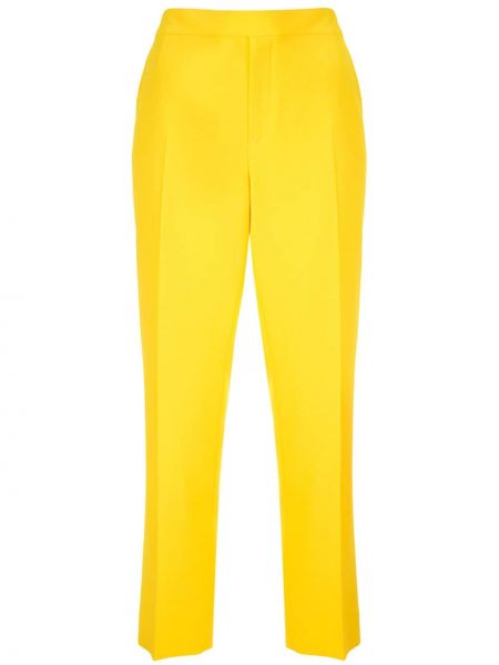 Pantalones rectos de cintura alta Ralph Lauren Collection amarillo