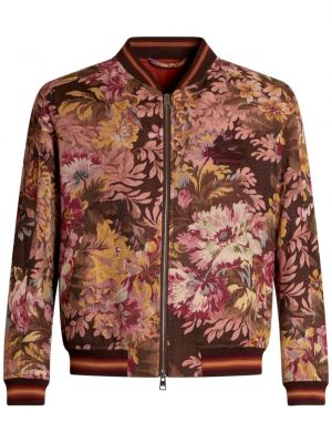 Bomber jakna s cvetličnim vzorcem iz žakarda Etro rjava